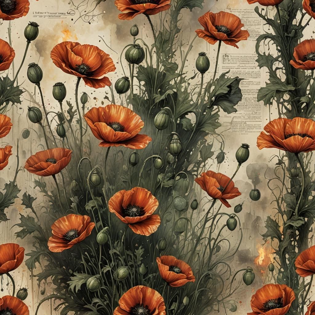 Poppy Evaporation: Fantasy Art in Mixed Media Style