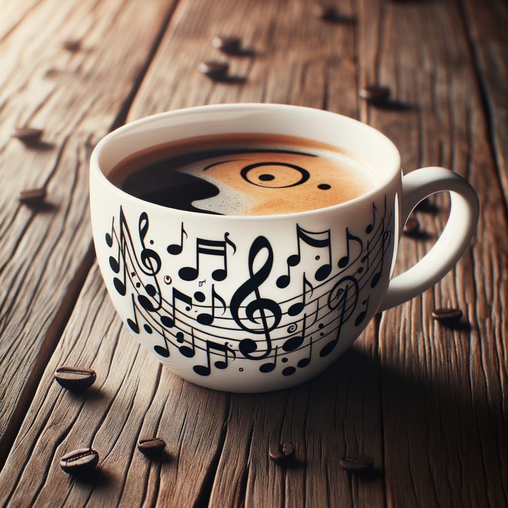 Coffee Cup with Musical Notes from a Love Song