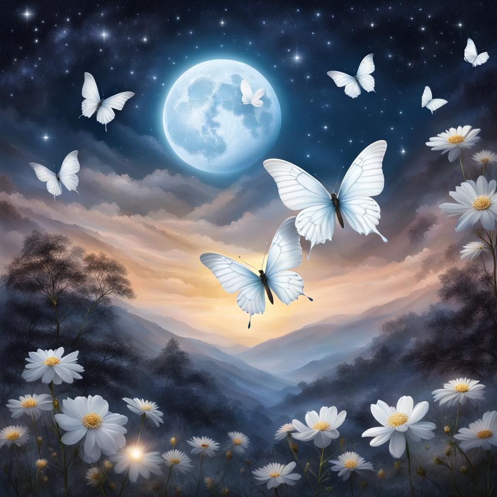 Butterflies Dance in a Romantic Starry Sky
