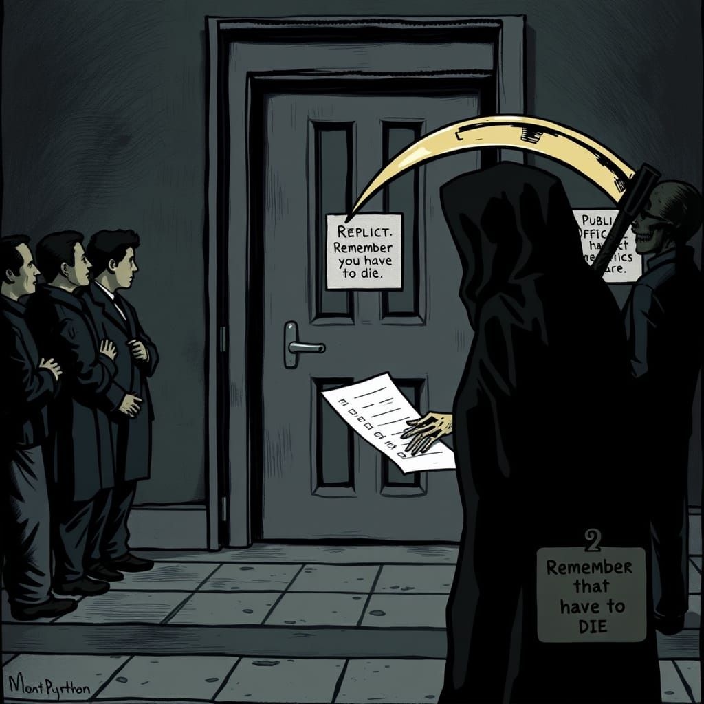 Monty Python's Grim Reaper Checks His List