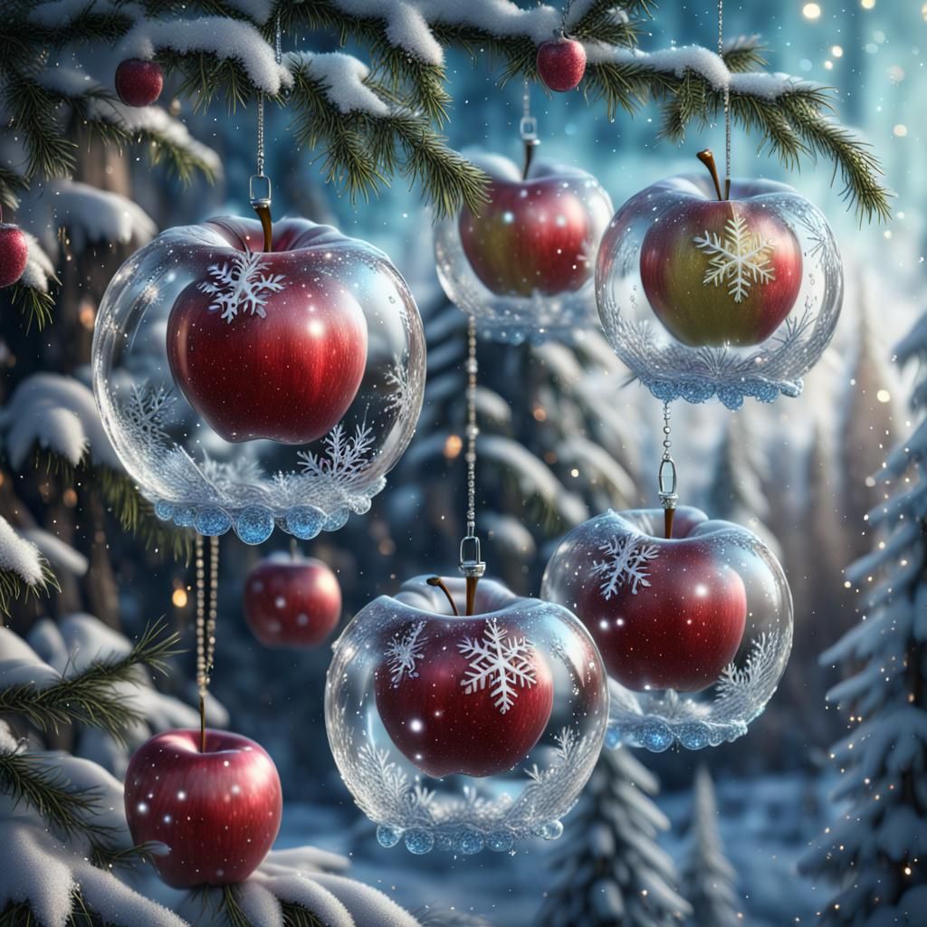 Epic frozen crystal glass apples  Christmas Tree
