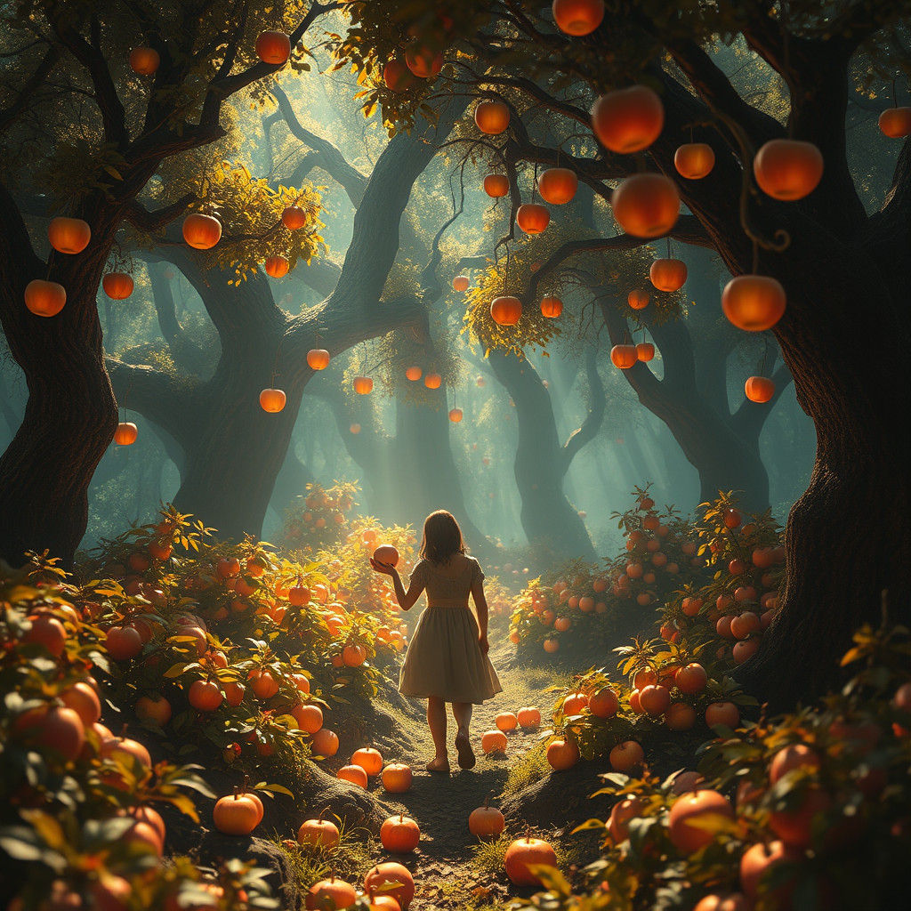 Mystical Apple Harvest in Enchanted Forest