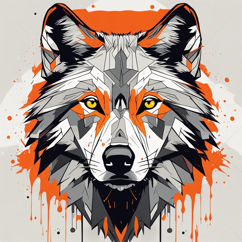 Minimalist Pop Art: A Striking Wolf Portrait