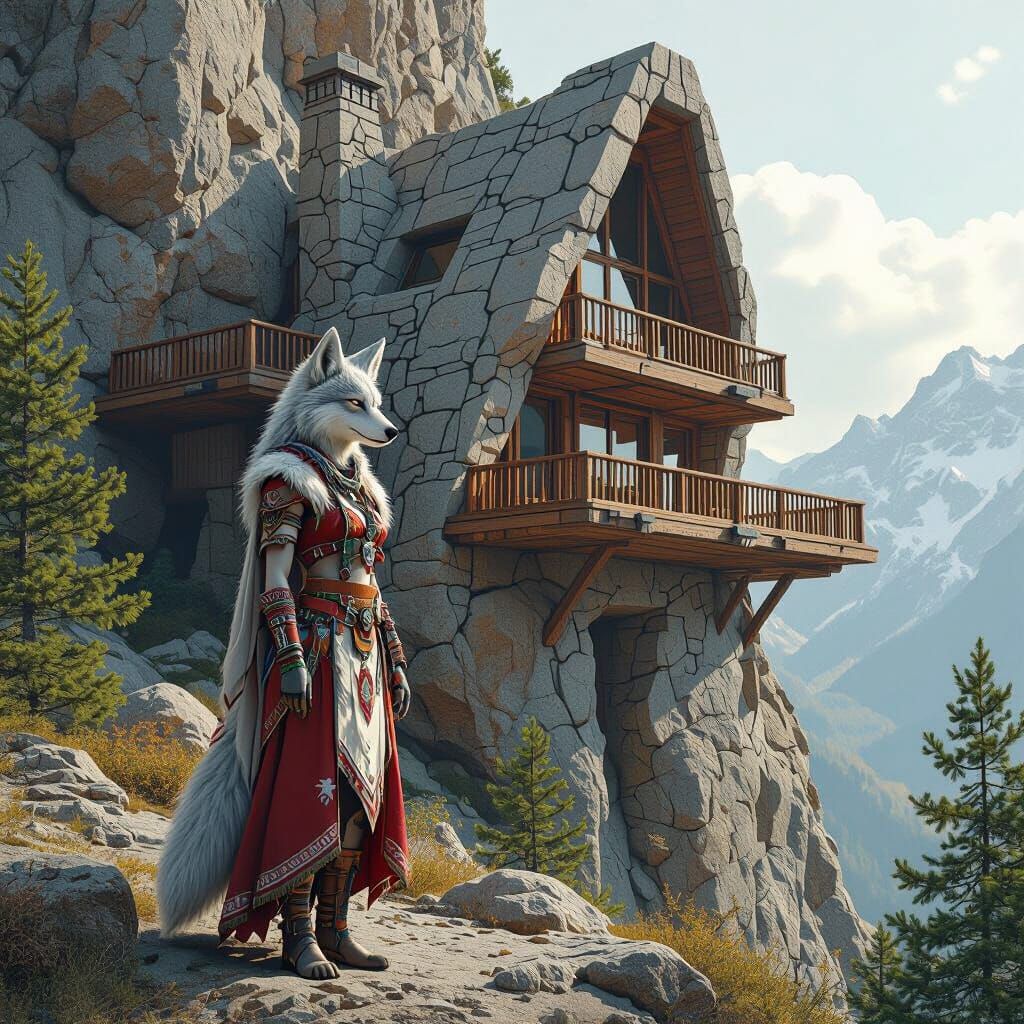 Tribal-Futuristic Wolf Woman by Cliffside House