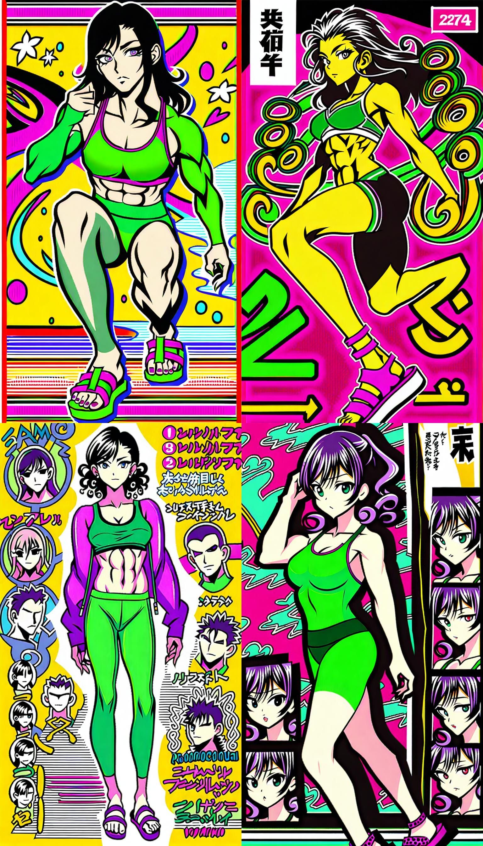 Anime Portrait of Athletic Woman in Gym, Ōbari Style