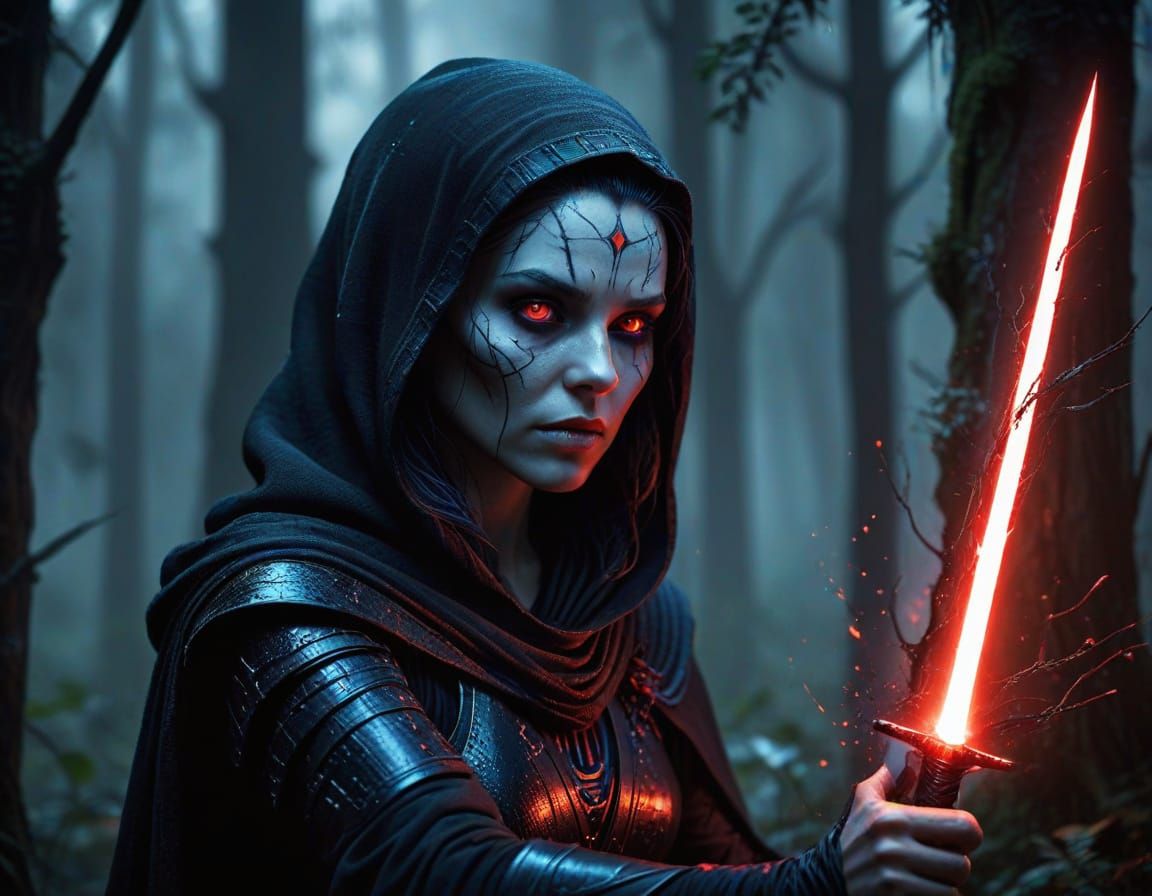 Nightsister Using the Force in Dark Fantasy Art
