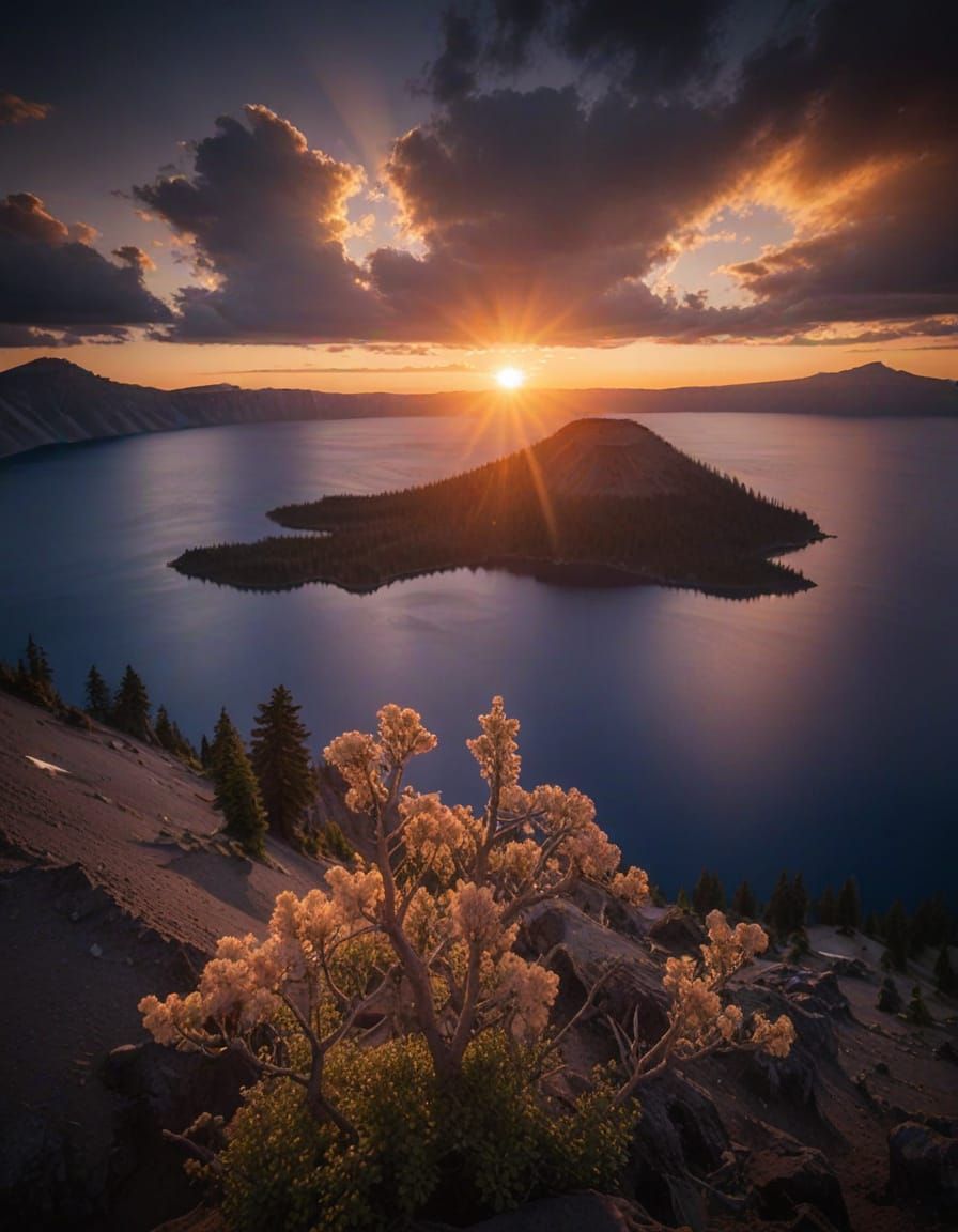 Stunning Sunset Over Crater Lake National Park