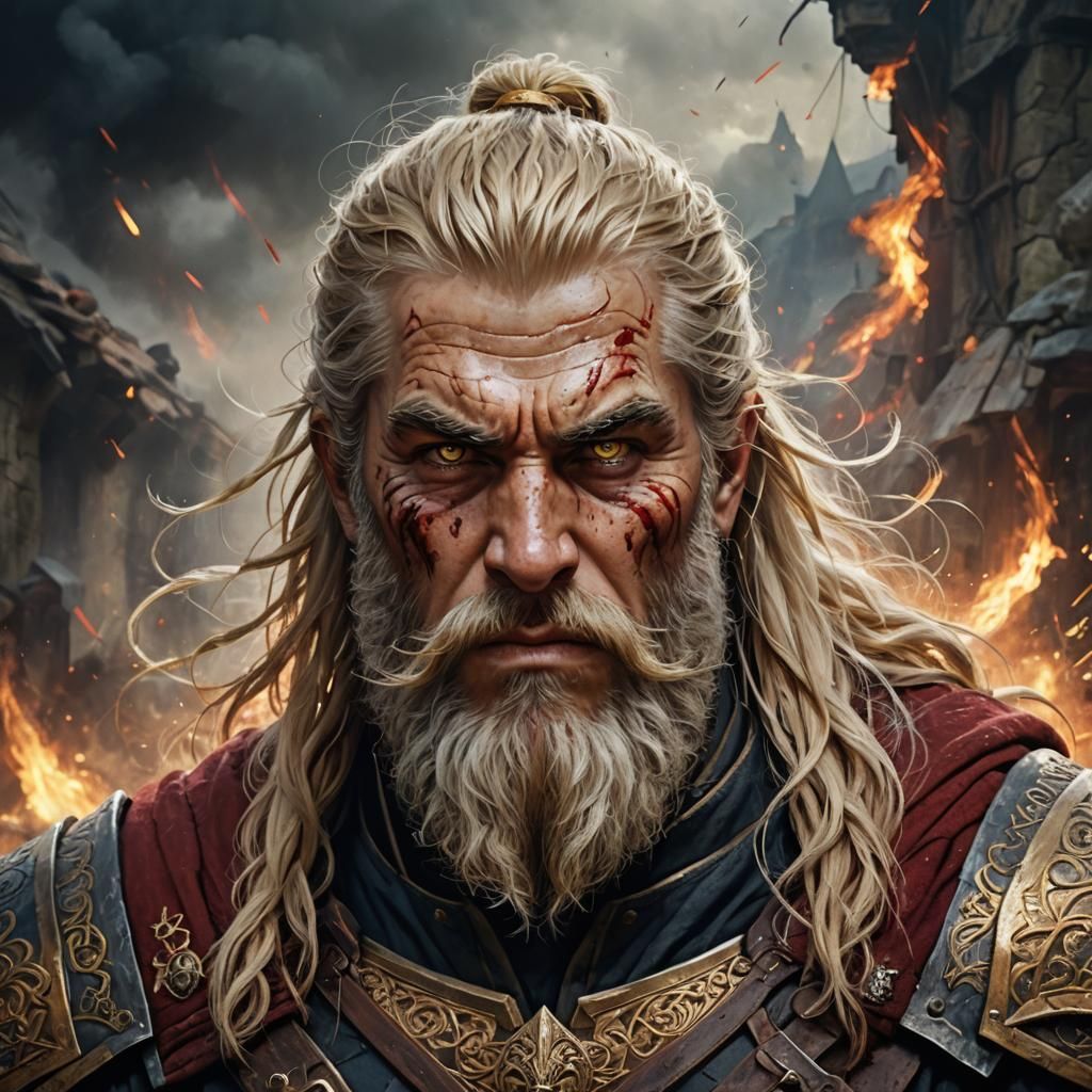 Dwarf Warrior Cleric Portrait in Detailed Matte Painting