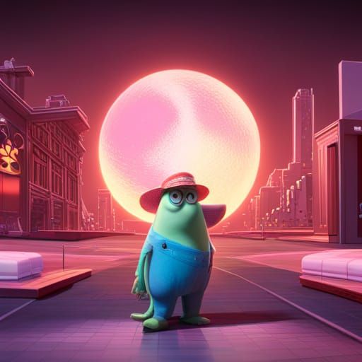 Pixar-Style 3D Character with Radial Gradient Background