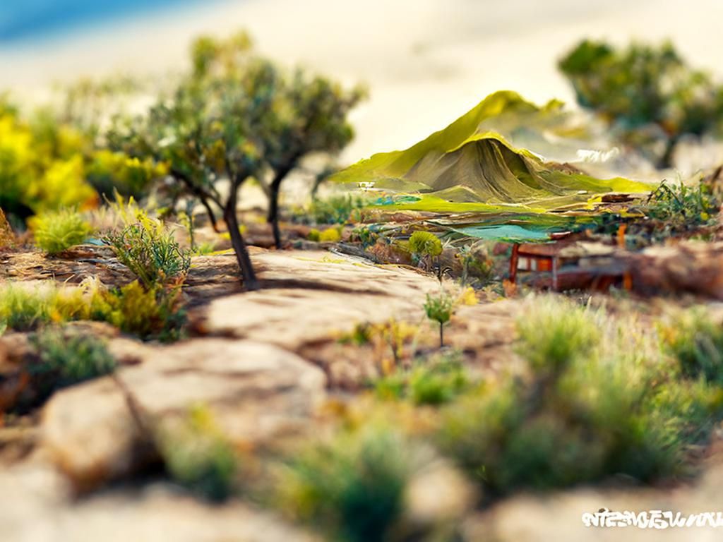 Tachisme Landscape Vista in Detailed 3D Rendering