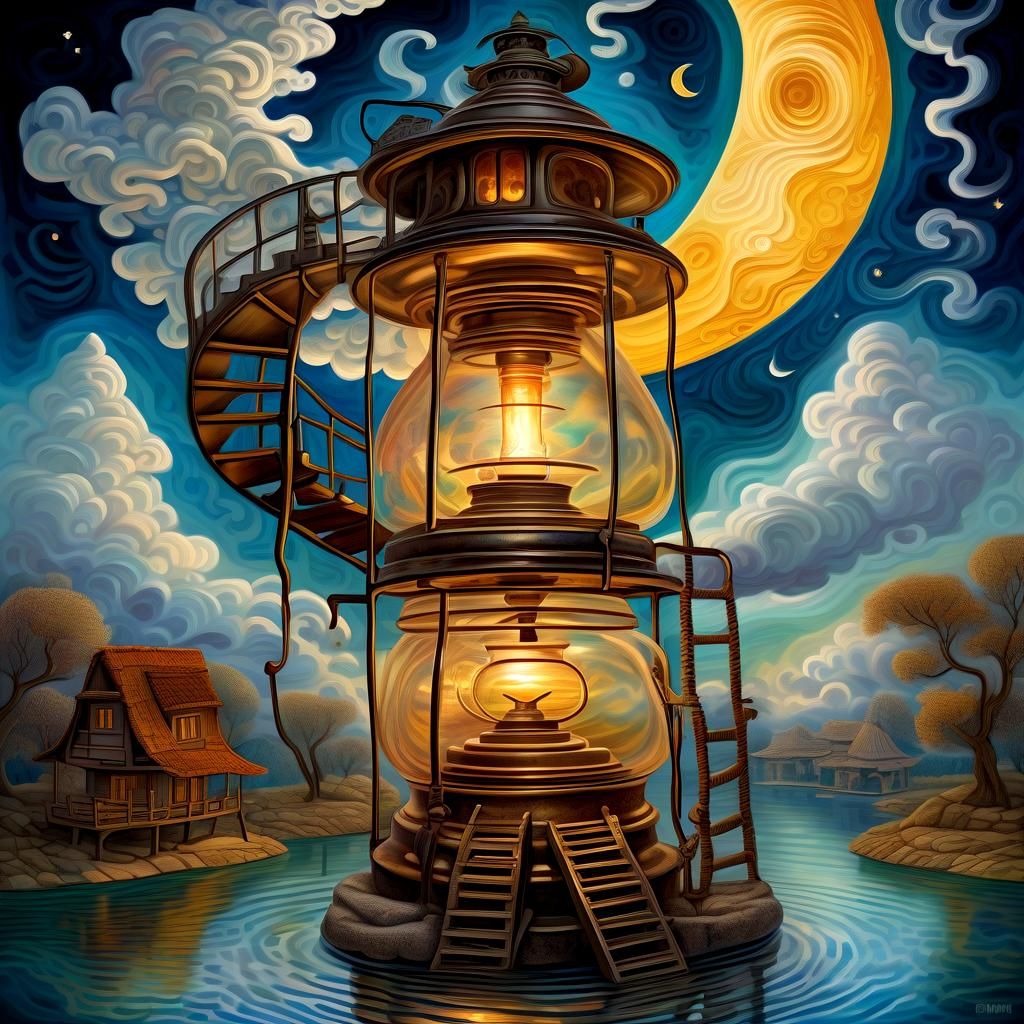 Dreamscape Inside an Oil Lamp: Digital Painting