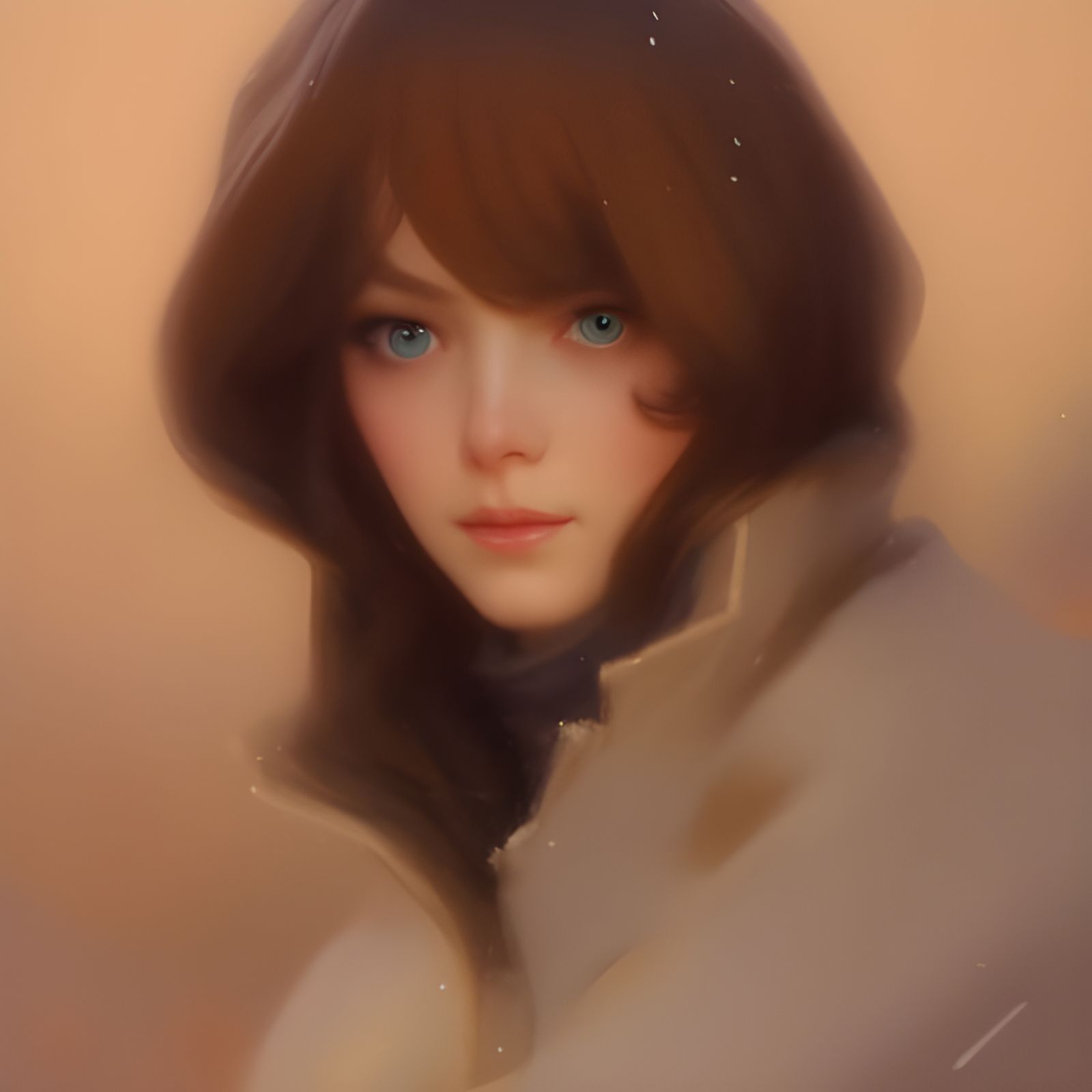 Girl in Snowy Landscape: Digital Painting