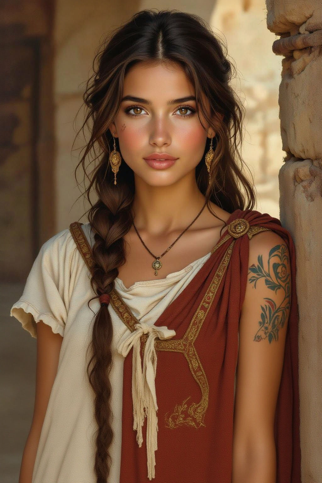 Roman Farmer Girl in Classical Painting Style