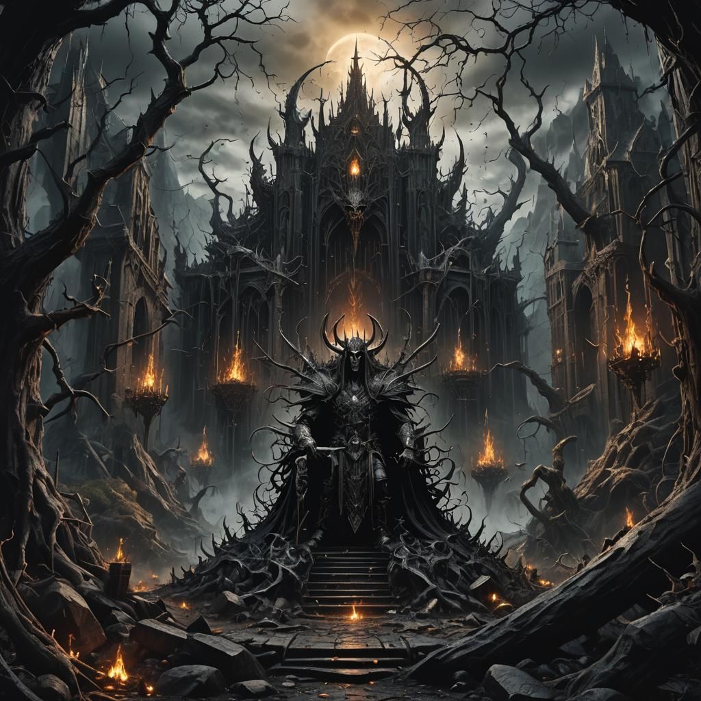 Fantastical Black Metal Album Cover in Detailed Matte Painti...