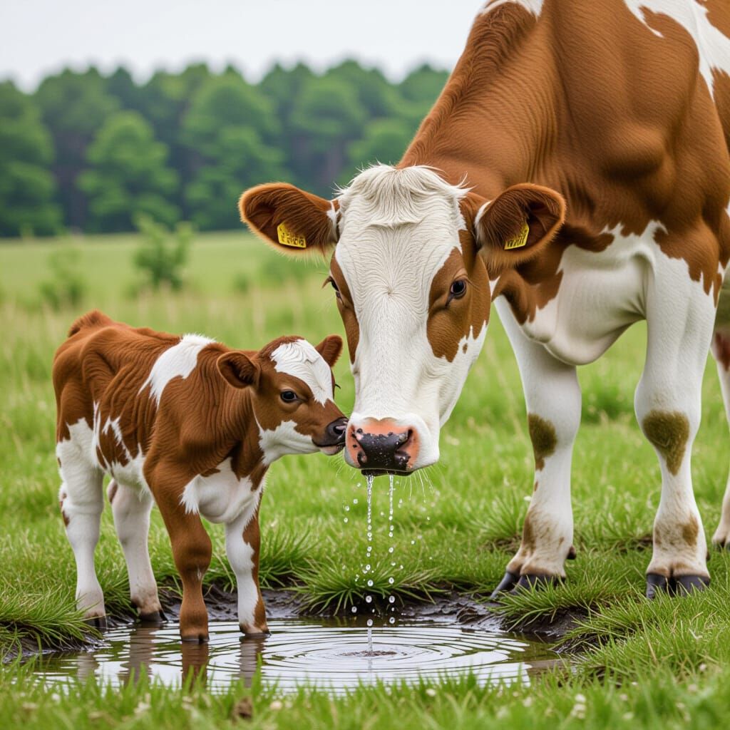 Calf Nursing: A Moment of Maternal Connection