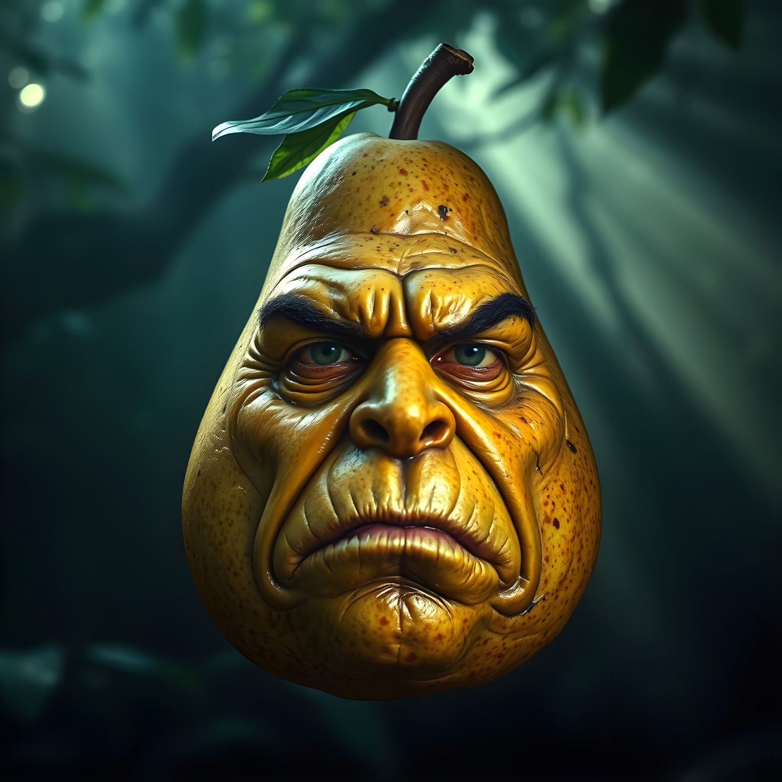 Sylvester Stallone as Rambo on a Cinematic Pear