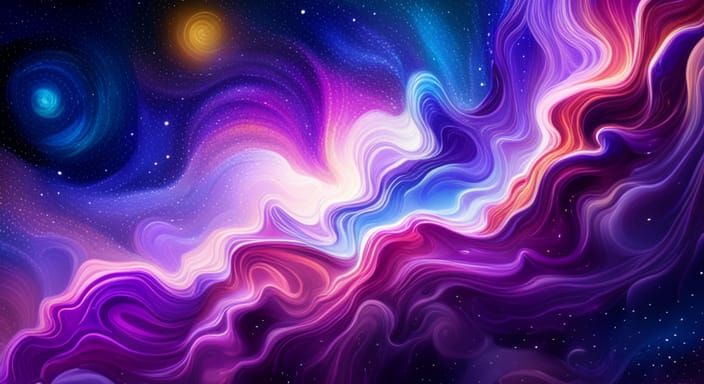 Vibrant Galaxy in Cosmic Mixed Media Illustration