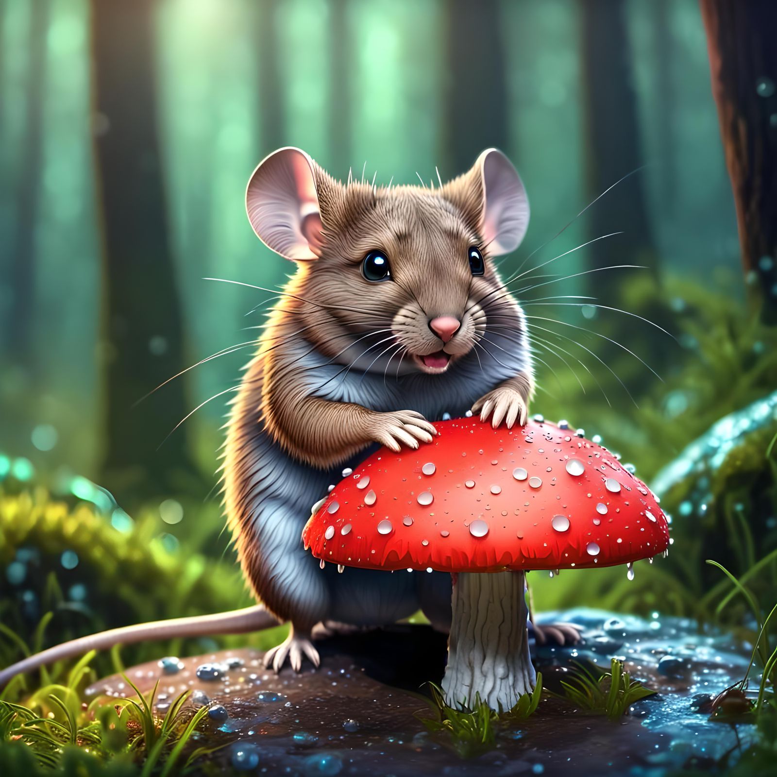 Detailed Matte Painting of a White Mushroom Stem