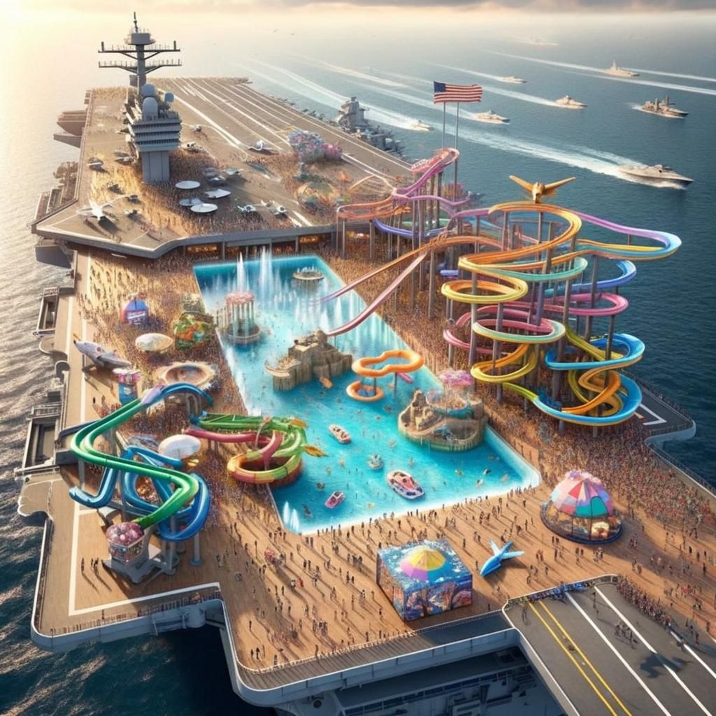 Navy Aircraft Carrier Transformed into Bustling Theme Park