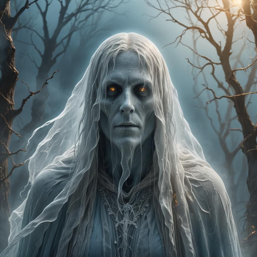 Ethereal Ghost Portrait with Misty Aura