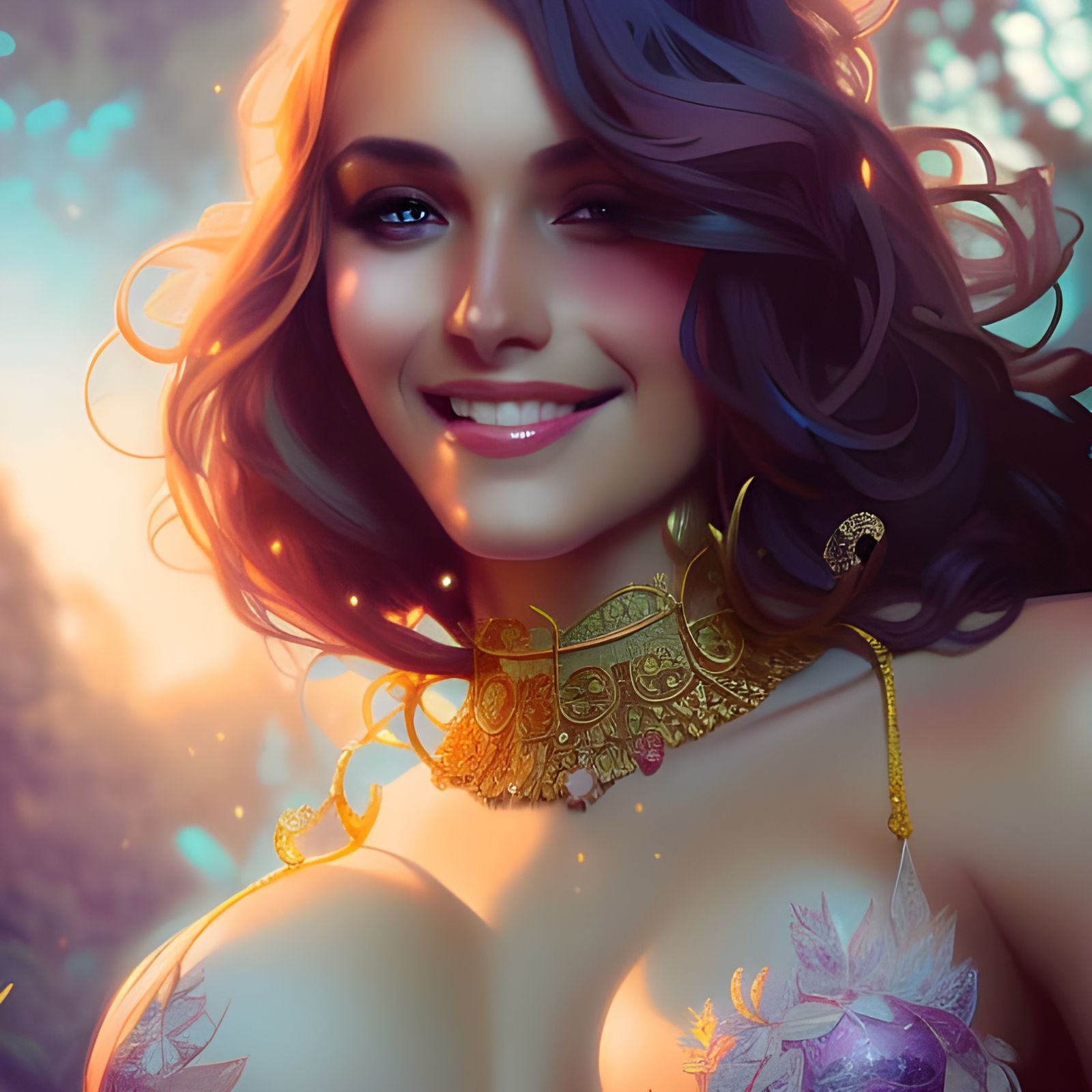 Tropical Woman with Jewels in Ornate Detail