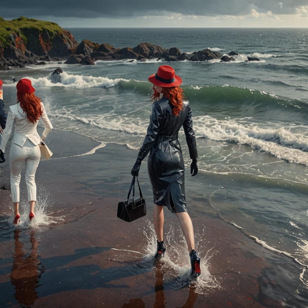 Glamorous Woman in Wet Suit, Digital Art