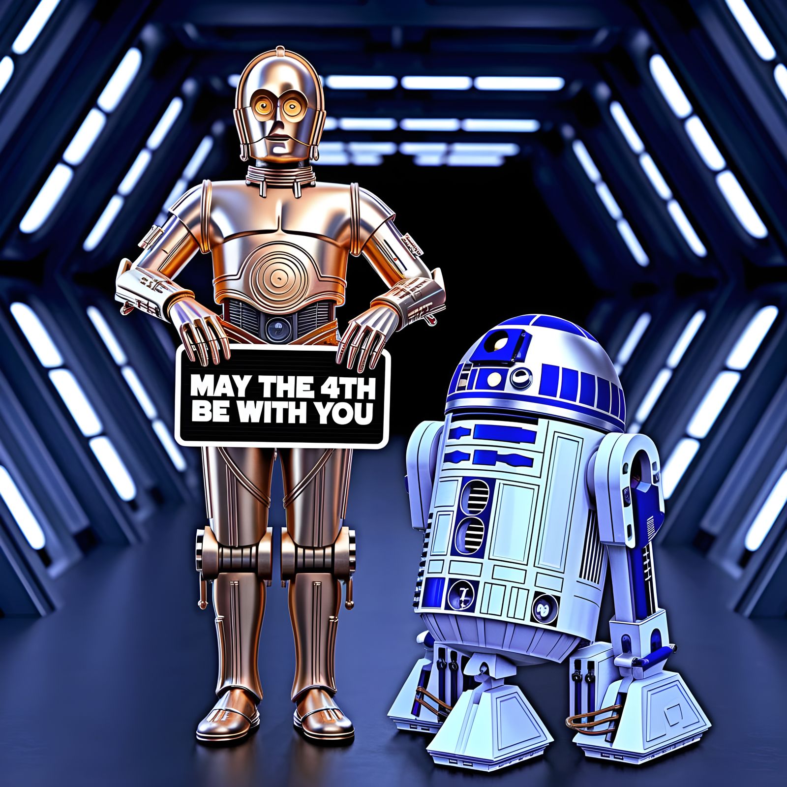 C3PO and R2-D2 in Epic Star Wars Fantasy Scene