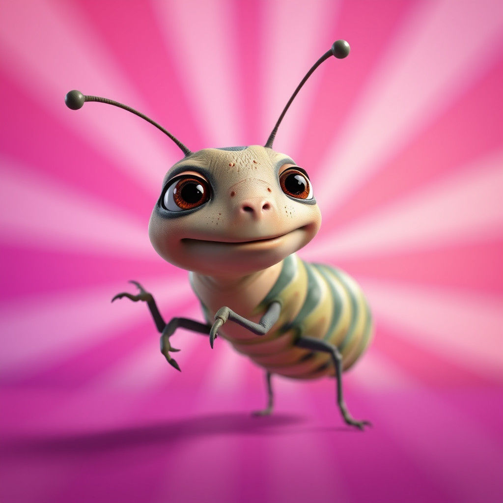 Playful Cartoon Insect in Pixar-Inspired 3D Art