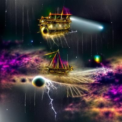 Pirate Ship Sails a Comet Storm Universe