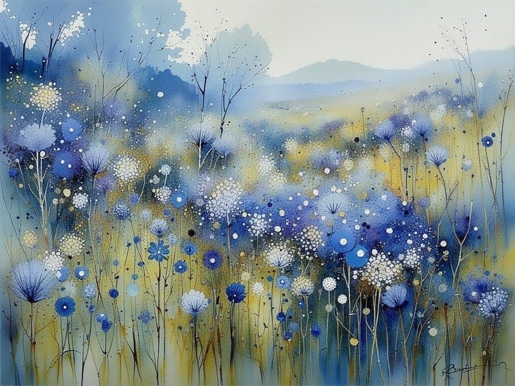 Whimsical Floral Realism in Watercolor Style