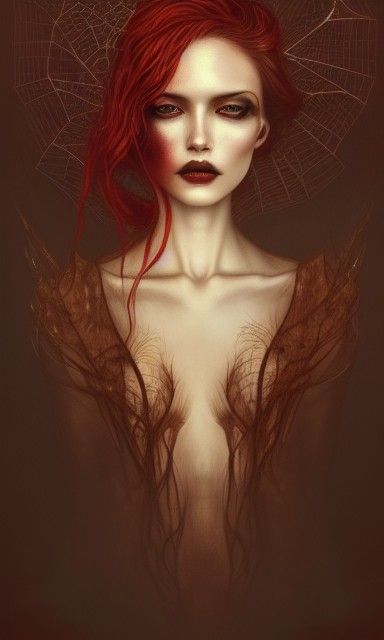 Gothic Portrait in Autumn Colors with Cobwebs