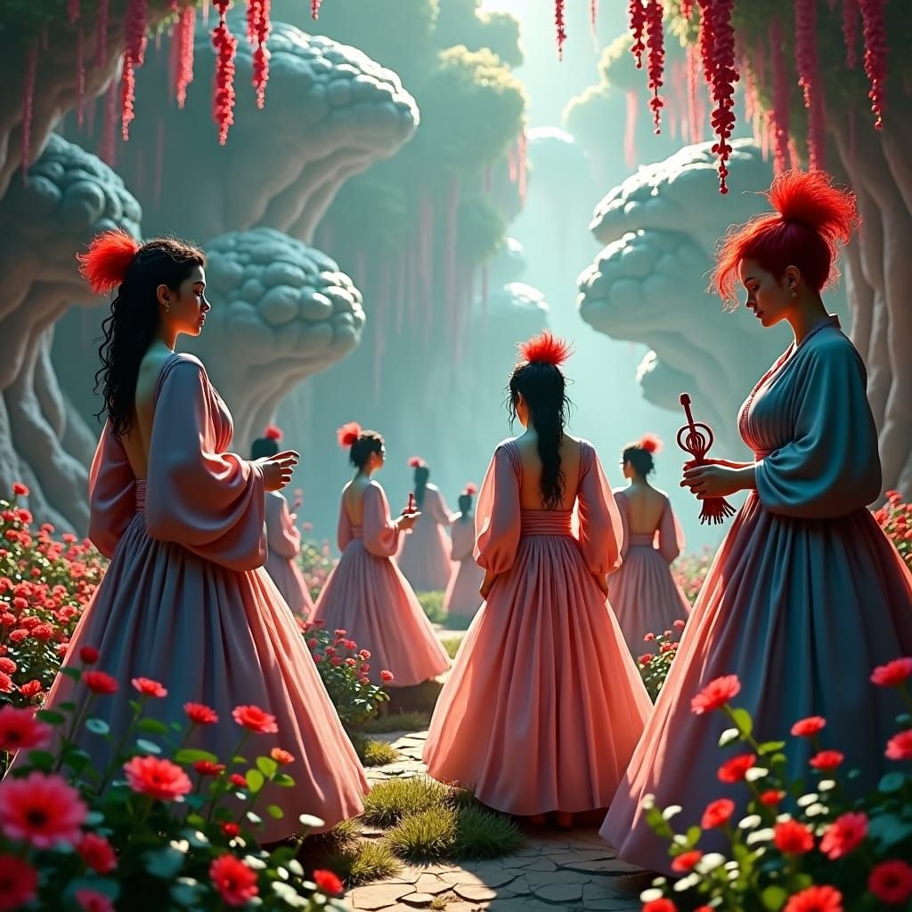 Ethereal Beings in Dreamlike Landscape, Digital Art