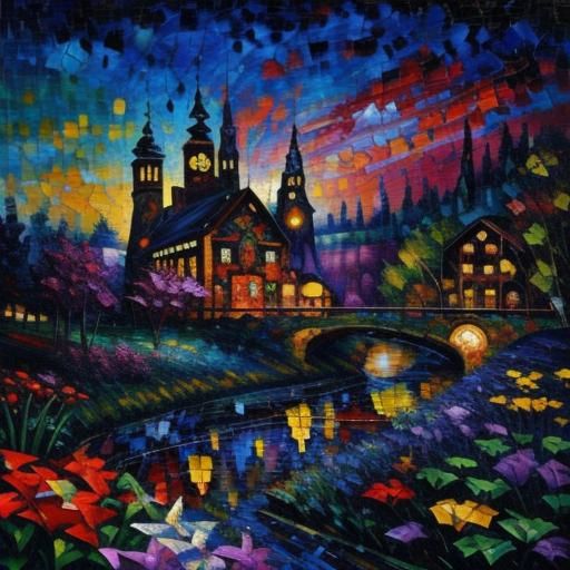 Mosaic Patchwork in Neo-Impressionistic Impasto Style