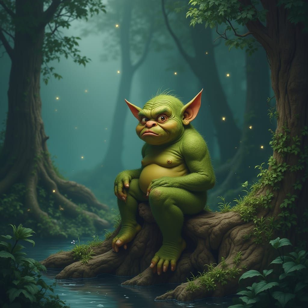 Whimsical Swamp Ogre in Earthy Tones