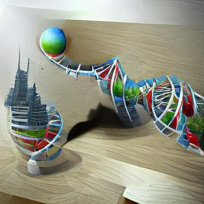 3D Cat DNA Strand in Globe: Matte Painting