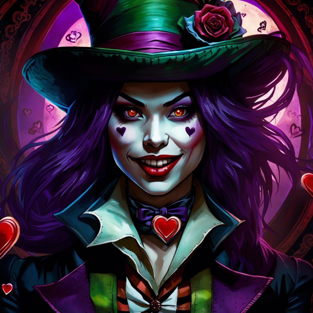 Asian Vampire in Wonderland, Hyperrealistic Splash Art