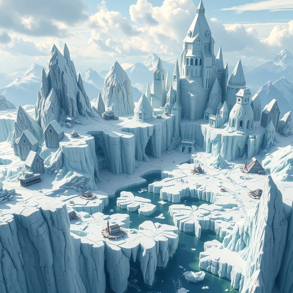Ethereal Ice Kingdom in Majestic Alpine Landscape