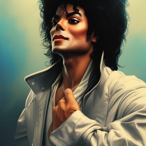 Michael Jackson Portrait in Heaven, Detailed Digital Art