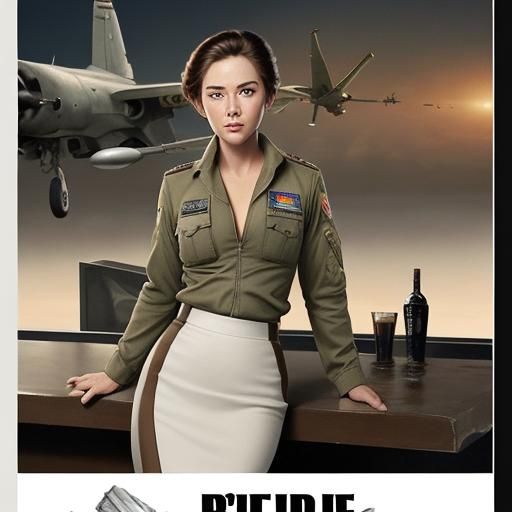 Retro Movie Poster: Female Military Pilot at Bar