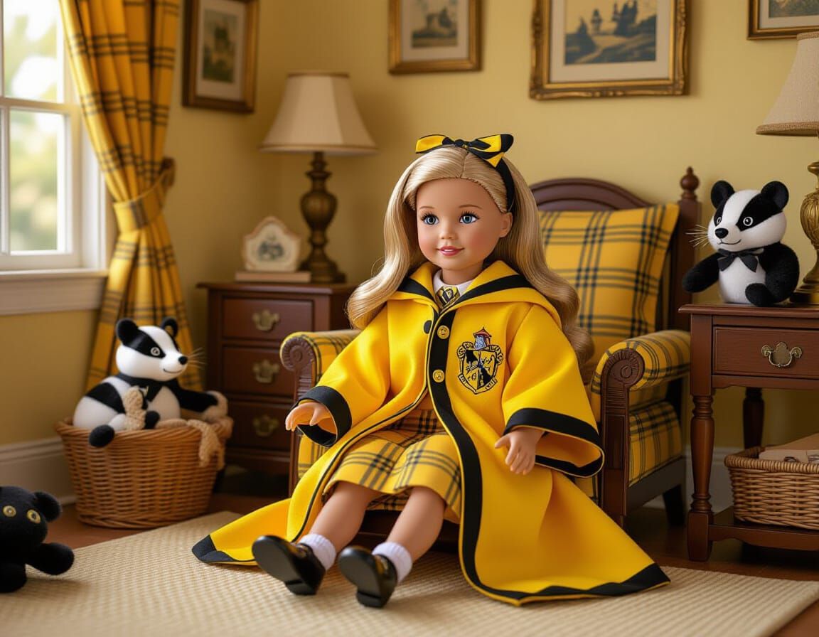 Barbie as Young Hufflepuff in Rockwell Style