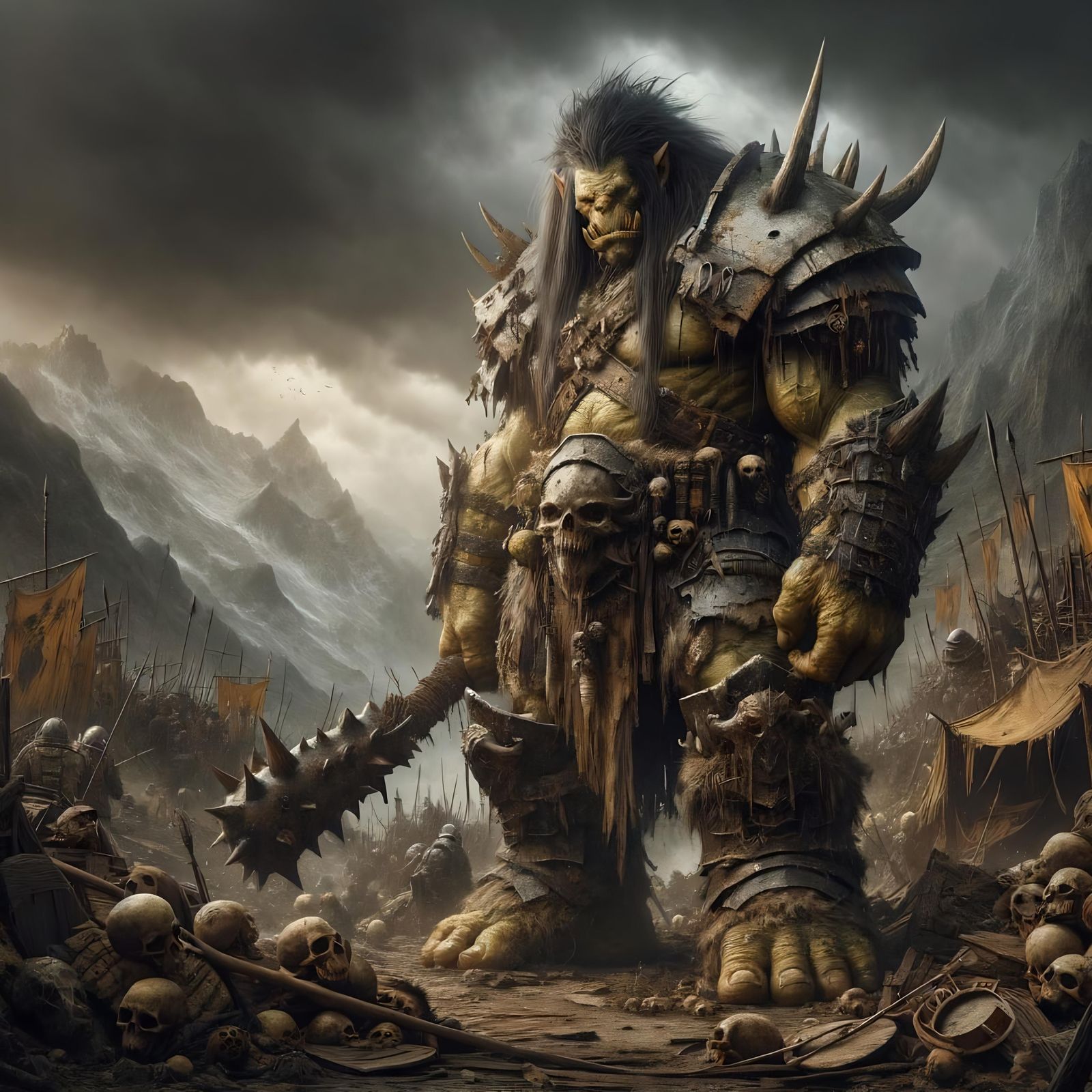 Skullcrusher Ogre in a Mountainous War Camp