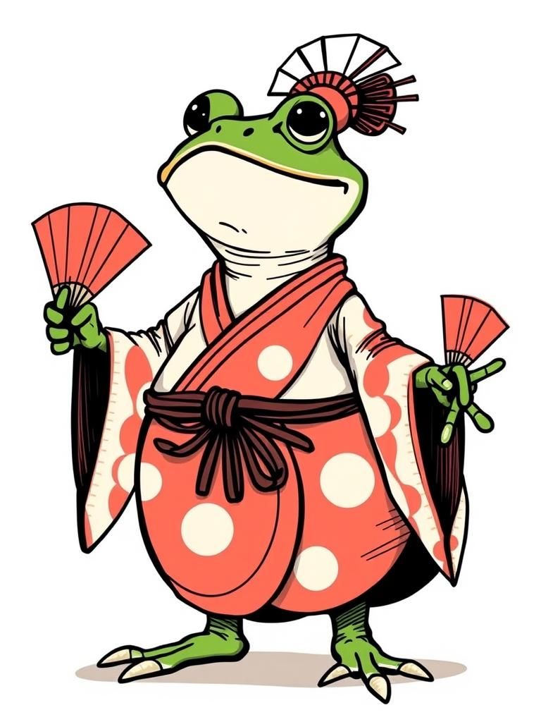 Geisha-Toad Character Concept Art in Vector Style
