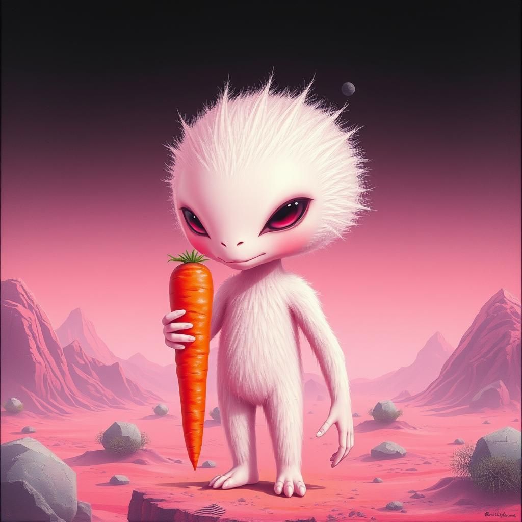 Carrot Alien on Carrot Planet in Sci-Fi Style