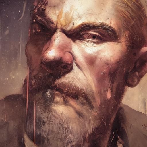 Calm Soviet Gangster Face, Masterpiece in Mixed Styles