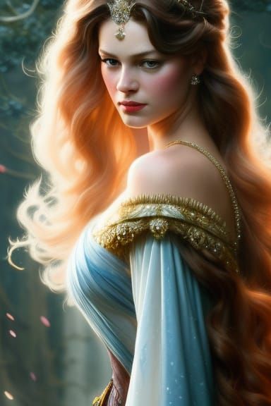 Hyperrealistic Princess Belle Portrait with Dramatic Lightin...