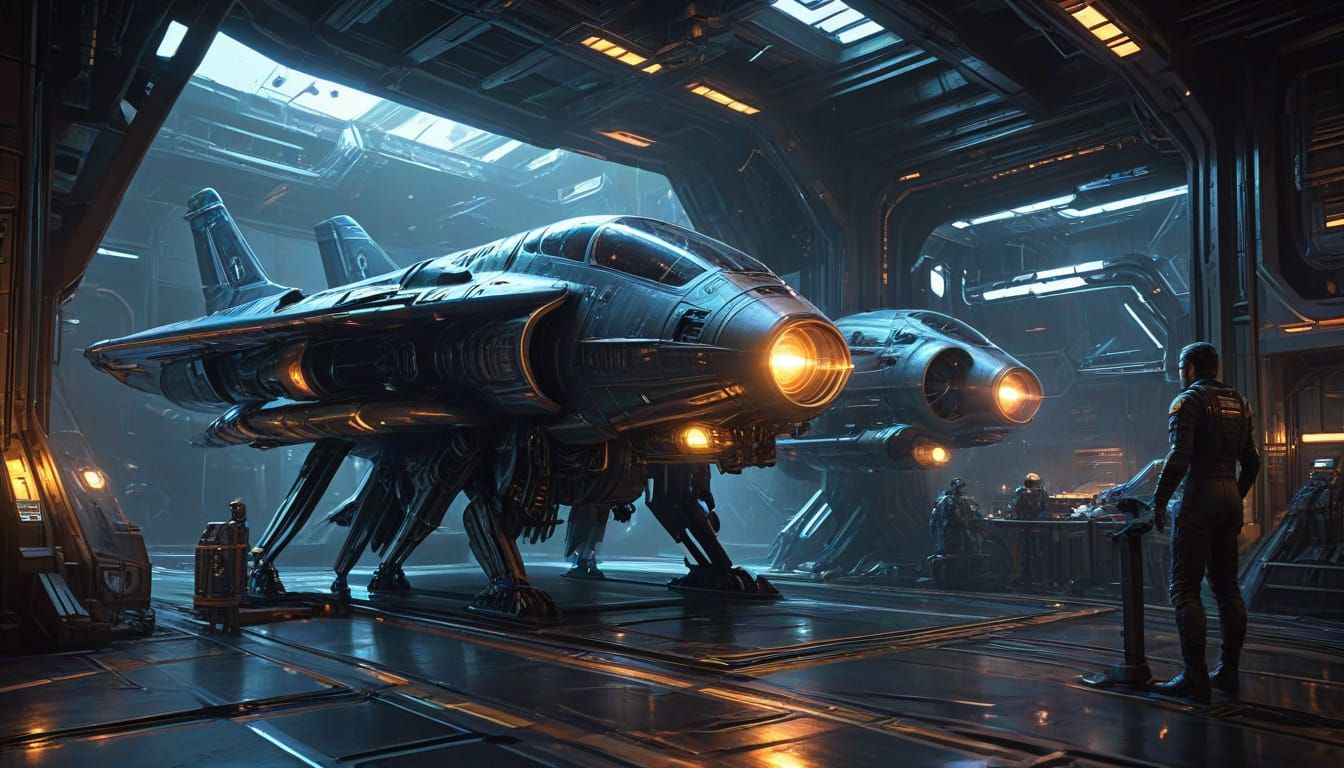 Hyperrealistic Glider Departure on a Spaceship