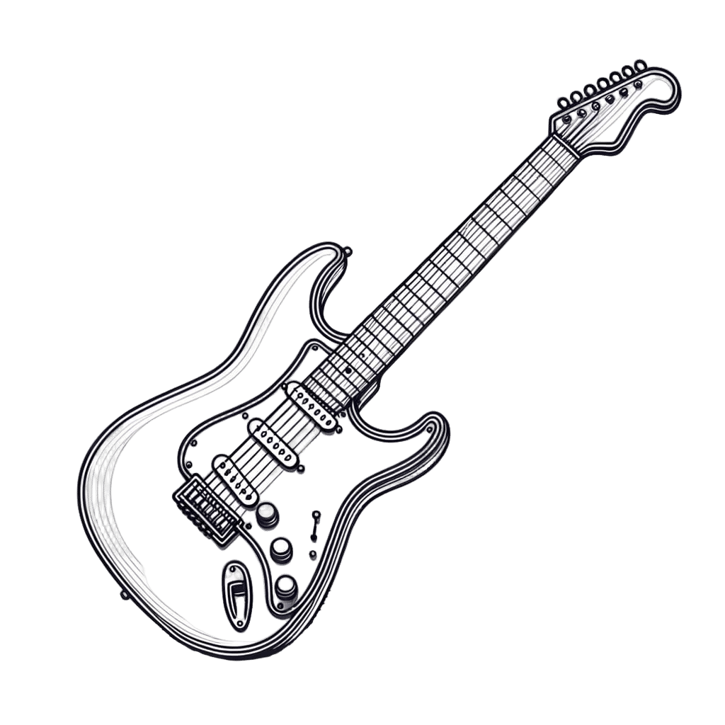 Minimalist Electric Guitar Line Drawing