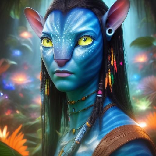 Detailed Portrait of a Na'vi Woman in Jungle