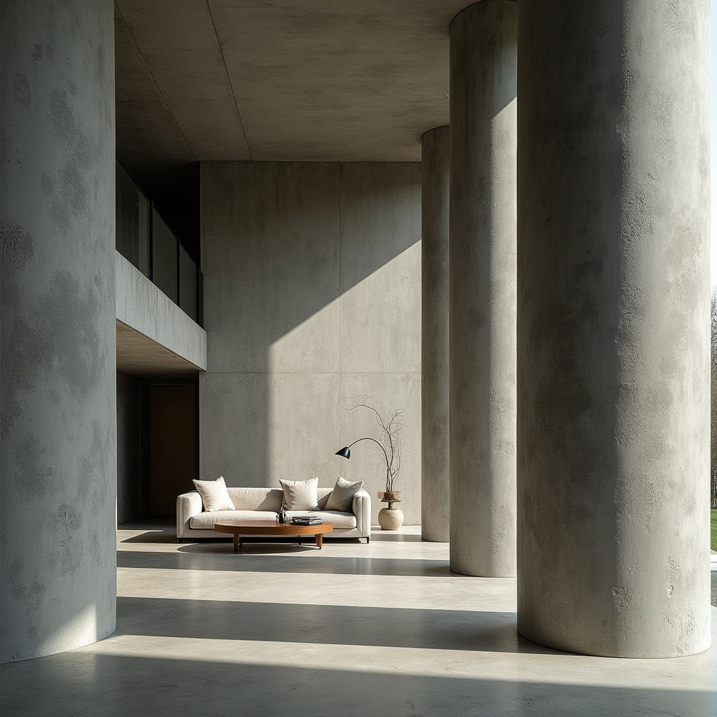 Imposing Concrete Column in Brutalist Aesthetic