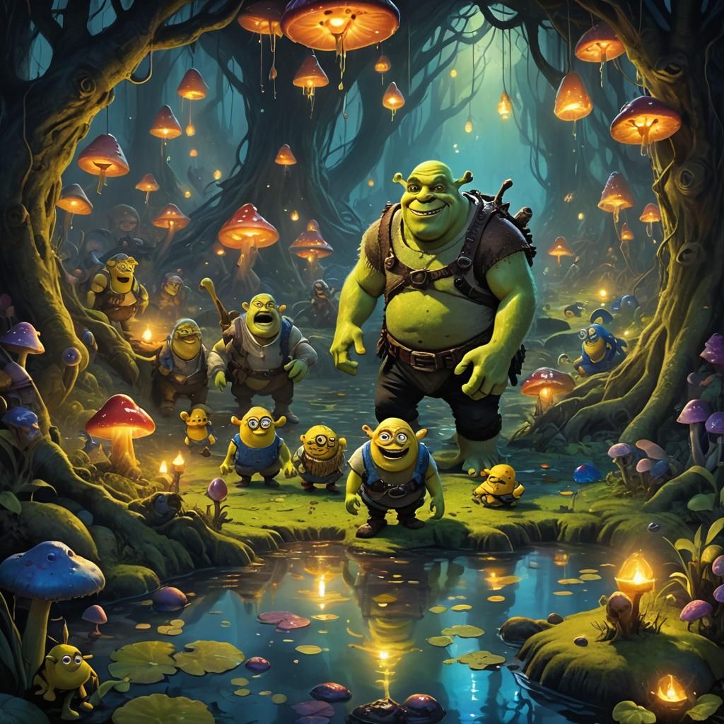 Shrek Minion Hybrid in Fantasy Cavern